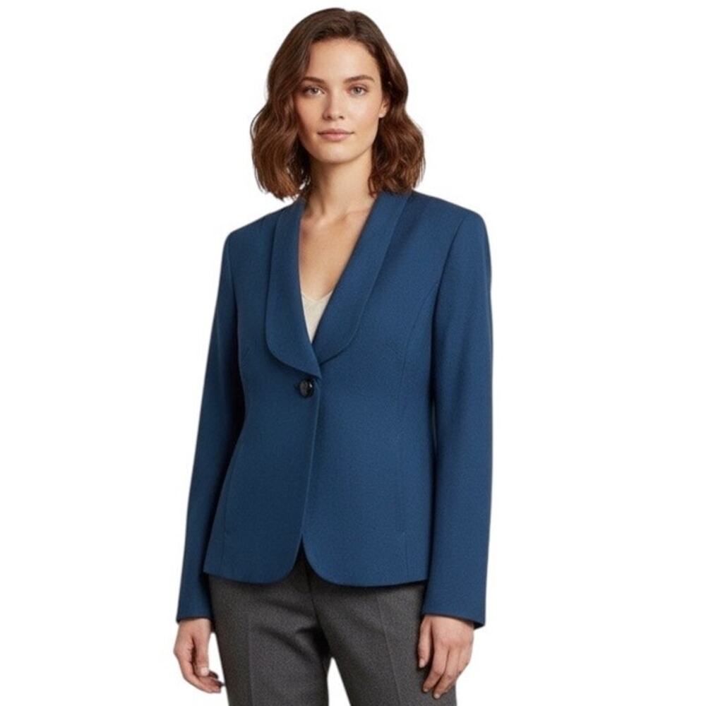 Pendleton Classic 100% Virgin Wool Single Button Lined Blazer Teal Blue Size 6